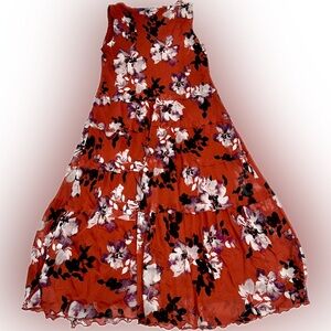Simply Vera Vera Wang Women’s Floral Maxi Dress Sleeveless Rust Red Size L